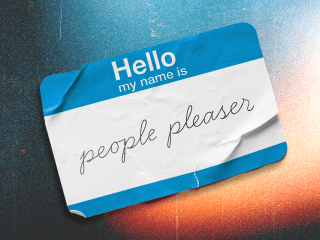 people pleaser written on a name tag