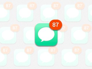 Text message icon with 87 unread texts