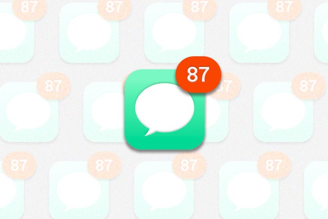 Text message icon with 87 unread texts